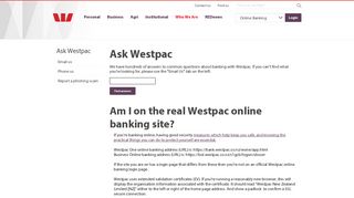 Am I on the real Westpac online banking site? - Ask Westpac ...
