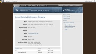sentinel security life insurance company - Utah Insurance Department ...