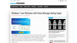 Windows 7 can Welcome with Voice Message during Logon