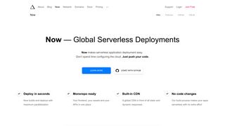 Now – Global Serverless Deployments - Zeit