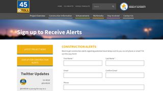 Sign up to Receive Alerts - SH 45SW