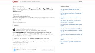 How to continue the game shadow fight 2 in my new phone - Quora