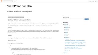SharePoint Bulletin: Getting SPUser using Login Name