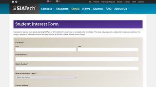 Student Interest Form - SIATech Charter Schools | Free High School ...