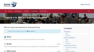 Logging in to SIDE's e-learning applications - School of Isolated and ...