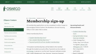 Membership sign-up | Fitness Centers - SUNY Oswego
