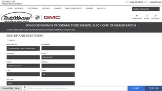 Sign Up & Save - Todd Wenzel Buick GMC of Grand Rapids