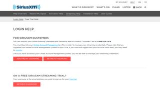 SiriusXM Streaming Credentials | SiriusXM Canada
