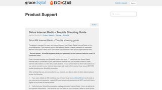 Sirius Internet Radio - Trouble Shooting Guide – Product Support