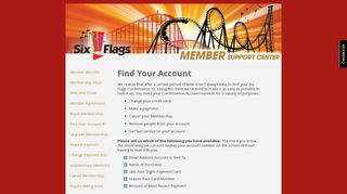 Find Your Account - Six Flags Membership Support Center