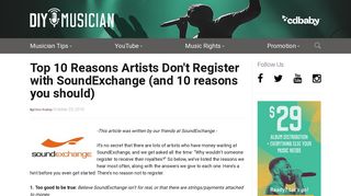 Top 10 Reasons Artists Don't Register with SoundExchange (and 10 ...