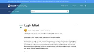 Solved: Login failed - The Spotify Community