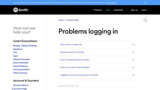 Problems logging in - Spotify