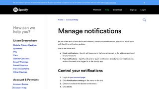 Manage notifications - Spotify