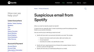 Suspicious email from Spotify - Spotify