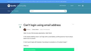 Solved: Can't login using email address - The Spotify Community