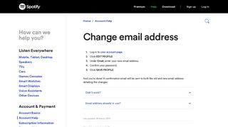 Change email address - Spotify