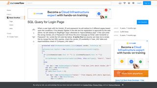 SQL Query for Login Page - Stack Overflow