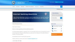 Internet banking downtime | Stanbic Bank
