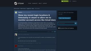 Show my recent login locations & timestamp in steam to allow me to ...