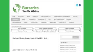 Stefanutti Stocks Bursary South Africa 2019 - 2020 - SA Bursaries