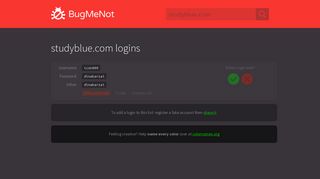 studyblue.com passwords - BugMeNot