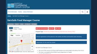 ServSafe Food Manager Course | Suffolk Cooperative Library System