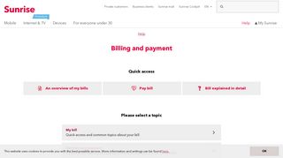 Billing and payment – Sunrise help