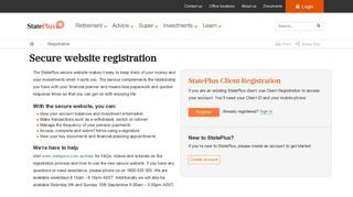 Secure website registration - StatePlus