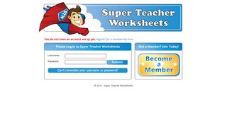Log In to Super Teacher Worksheets