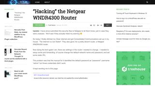 “Hacking” the Netgear WNDR4300 Router | On Technology by Todd