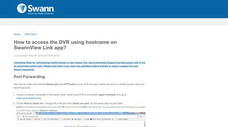 How to access the DVR using hostname on SwannView Link app?