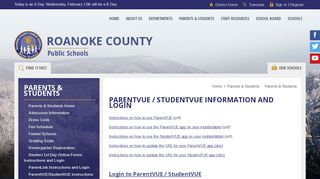 Parents & Students / ParentVUE/StudentVUE Instructions and Login