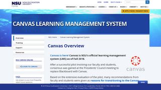 NSU Canvas Learning Management System