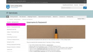 Username and Password - IT Services : Trinity College Dublin
