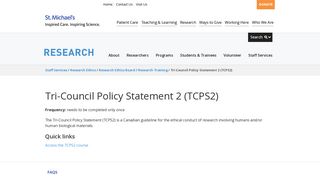 Tri-Council Policy Statement 2 (TCPS2) | Research at St. Michael's ...