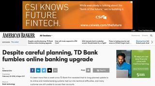 Despite careful planning, TD Bank fumbles online banking upgrade ...