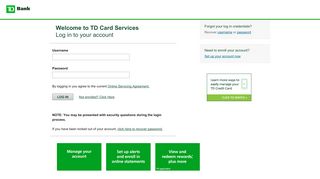 TD Credit Card Service Online