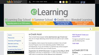eLearning > eCredit 18+ - TDSB School Websites