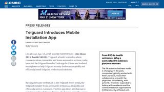 Telguard Introduces Mobile Installation App - CNBC.com