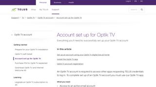 Account set up for Optik TV | Support | TELUS.com