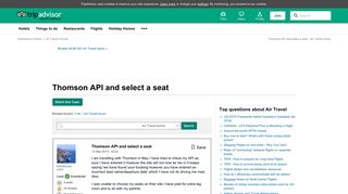Thomson API and select a seat - Air Travel Message Board - TripAdvisor