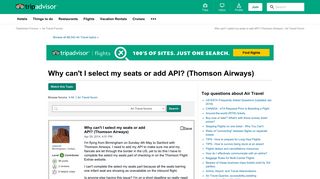 Why can't I select my seats or add API? (Thomson Airways) - Air ...