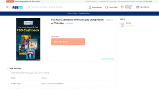 Flat Rs.50 cashback when you pay using Paytm at Ticket4u Online ...