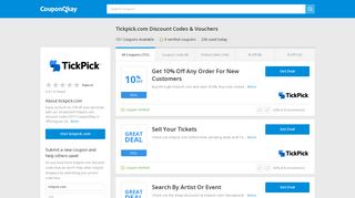 20% Off Tickpick.com Discount Codes & Online Coupons 2017 for Mar ...