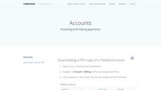 Accounts and payments - TimeDock