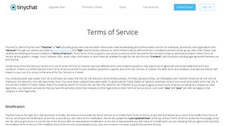 Terms of Service - Live video chat rooms, simple and easy. - Tinychat