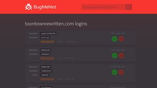 toontownrewritten.com passwords - BugMeNot
