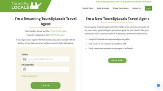 ToursByLocals - Travel Agent Log In