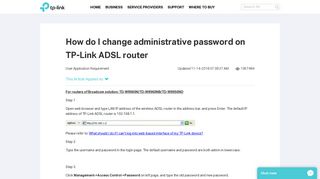 How do I change administrative password on TP-Link ADSL router ...